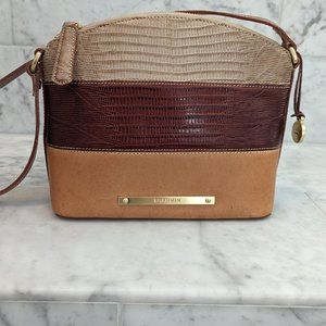 Brahmin Color Block Georgina Shoulder Bag in Croc Embossed Leather